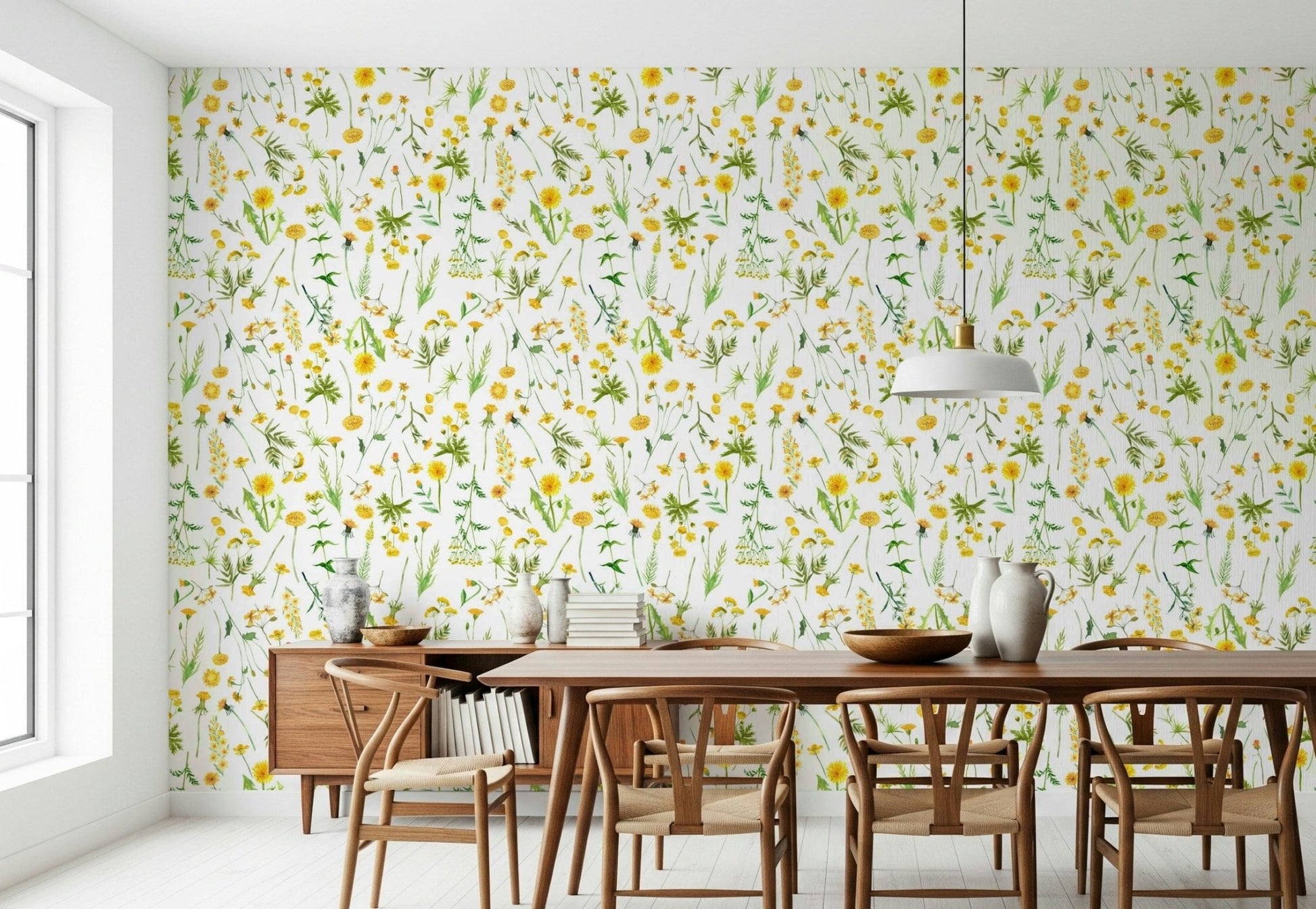 Sunny Meadow wallpaper yellow flower design.