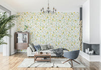 Vibrant Sunny Meadow floral pattern wallcovering.