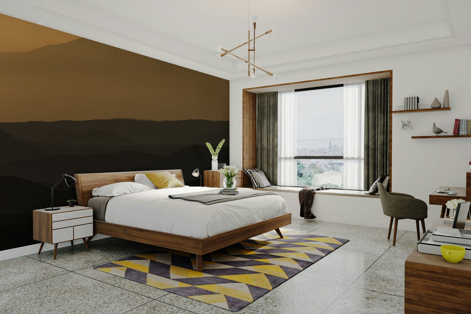 A detail shot of the rolling hills in the wallpaper.

