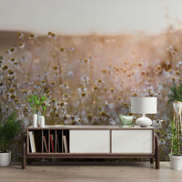 Layered foreground gives depth to Meadow Bloom Sunset pattern.