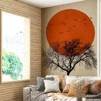 Features bright, radiant light and warm colors.