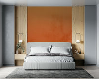 Vibrant tangerine orange wall mural featuring a rustic patina finish.