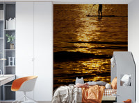 A calming water view wallpaper mural that defines a space.

