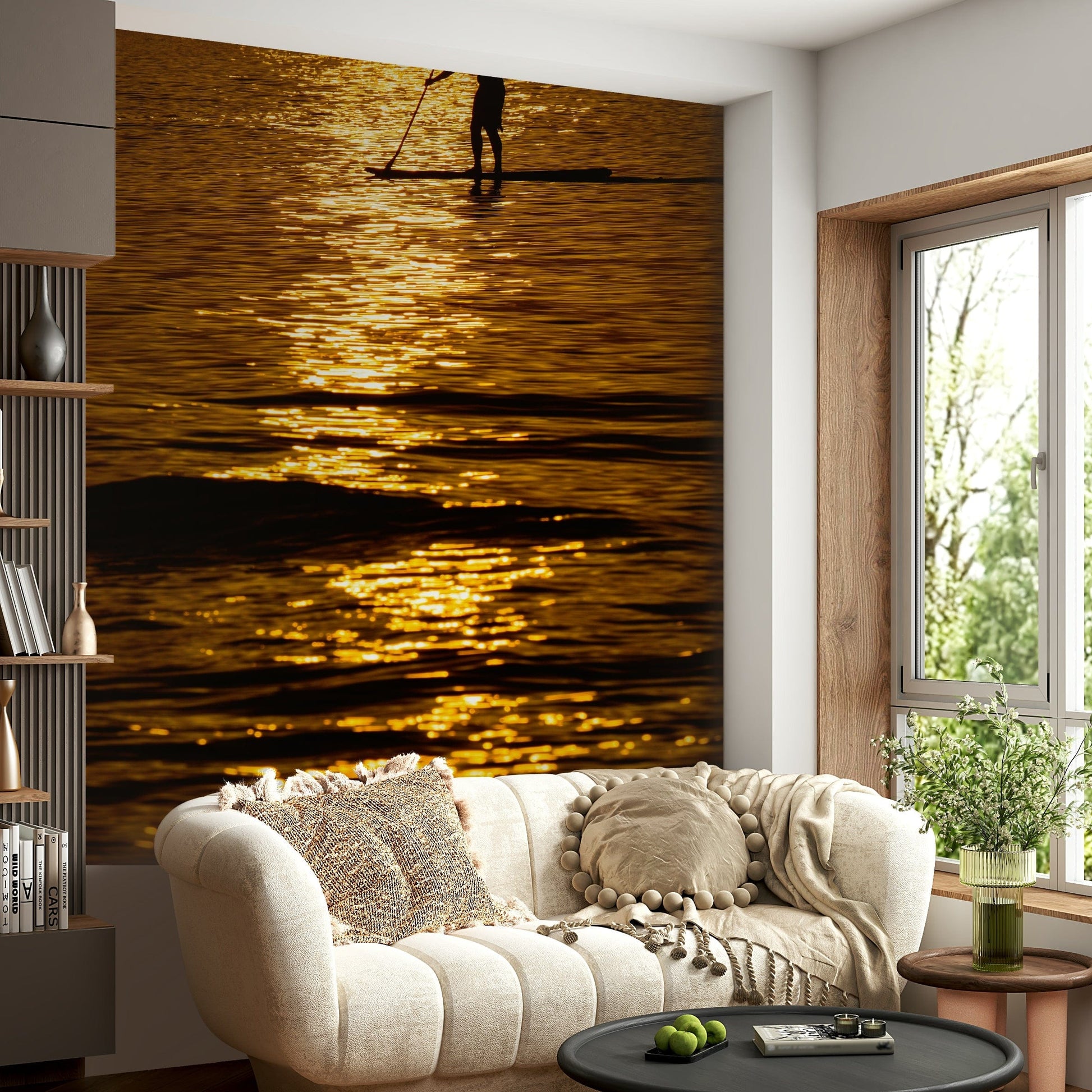 An artistic nature seascape mural for home decor.

