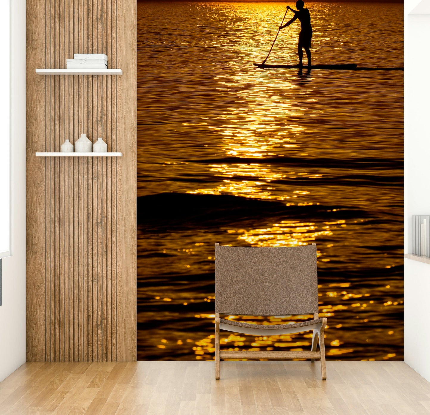 A beautiful Mediterranean sunset wallpaper mural over the sea.

