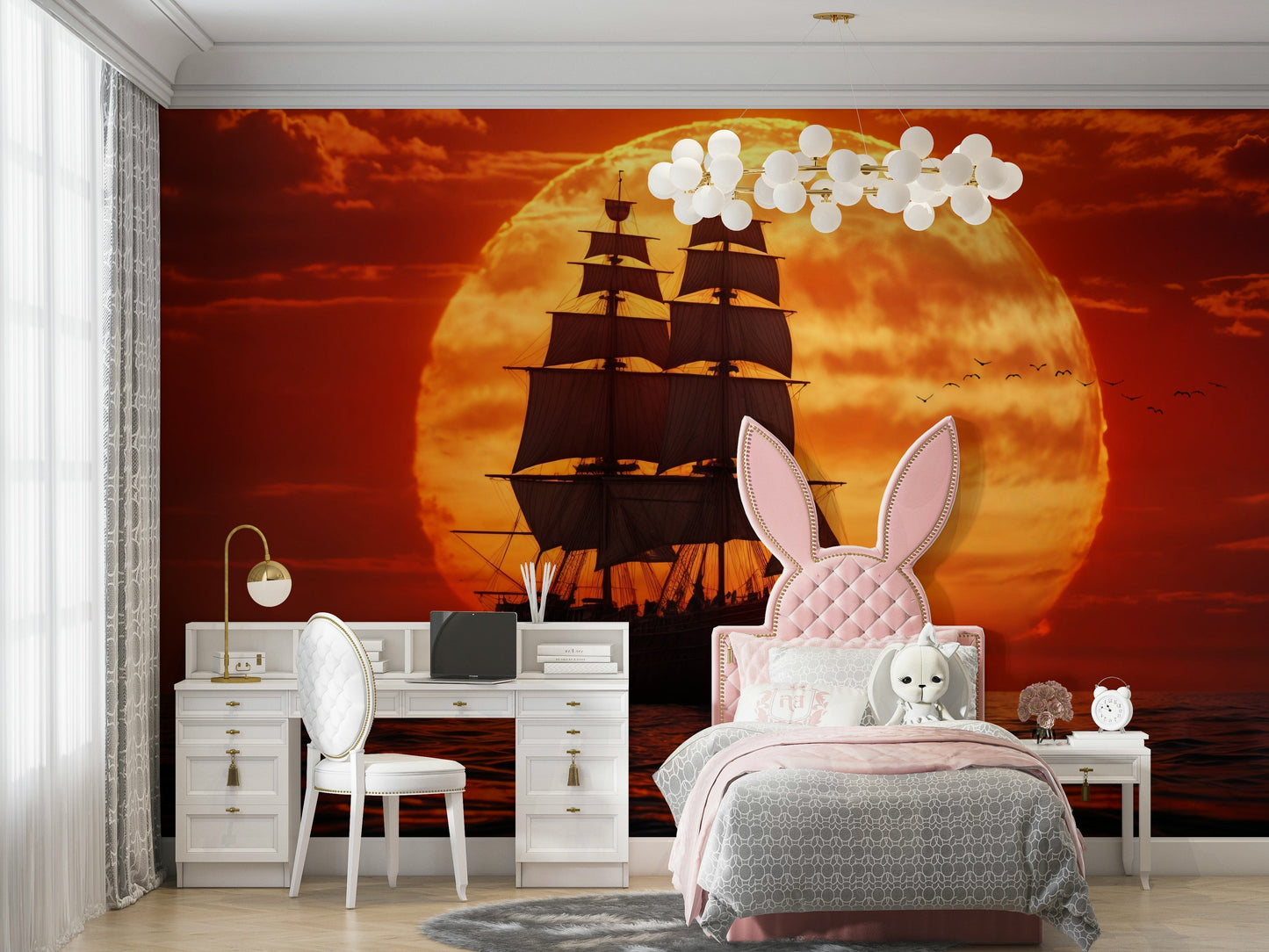 The peel and stick wallpaper showing realistic water textures.