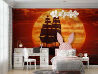 The peel and stick wallpaper showing realistic water textures.