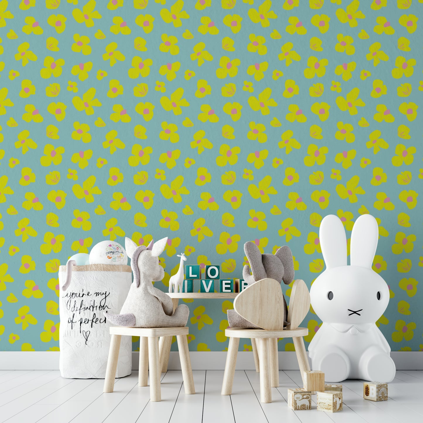 Warm and sunny daisy wallpaper mural

