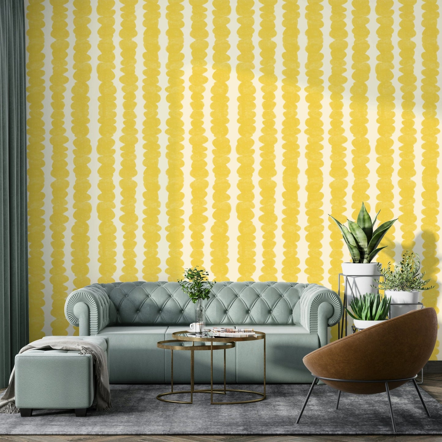 Vibrant yellow and orange stacked pattern wallpaper

