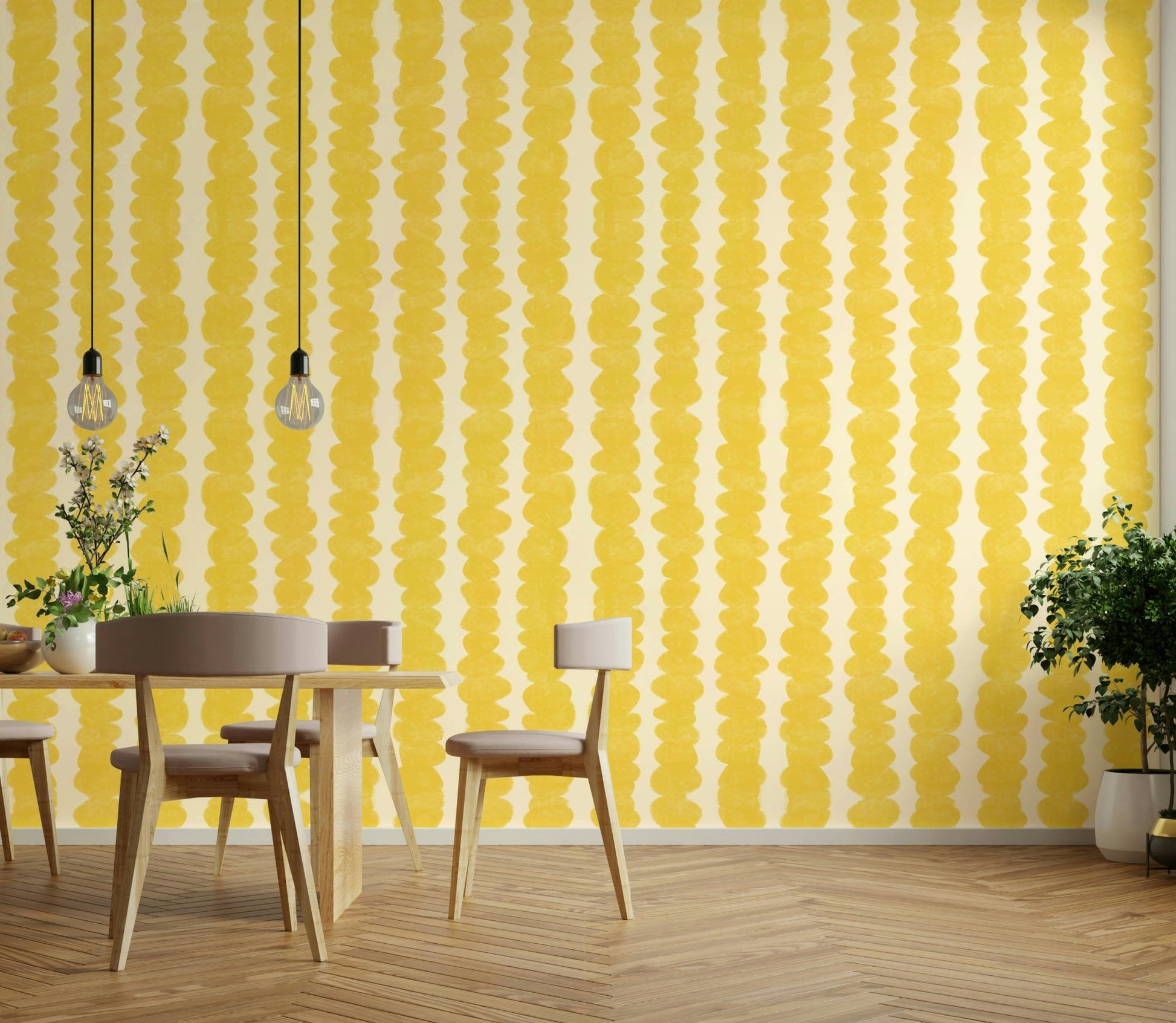 Playful Sunshine Stacks wallpaper for living rooms

