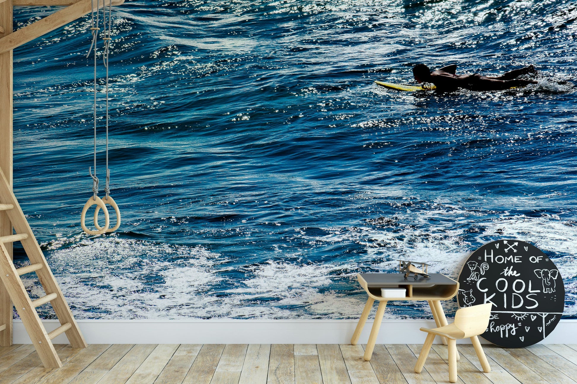 A calming energetic design wallpaper mural that defines a space.

