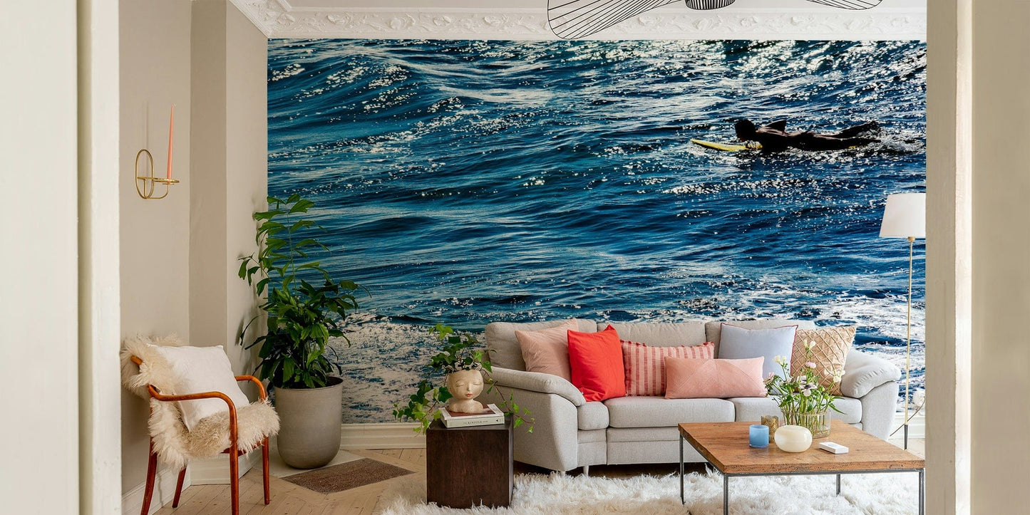 A beautiful modern art wall mural for a living room.

