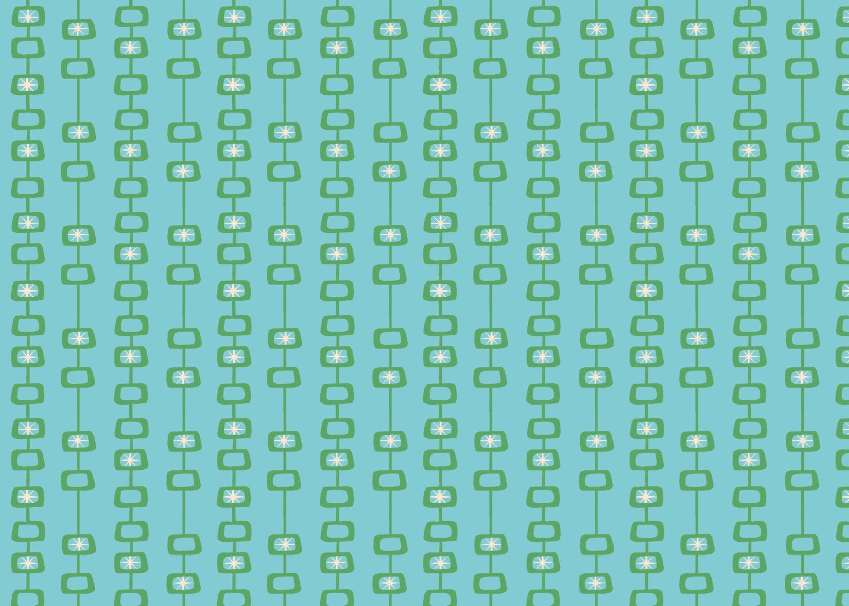 Mid Century Atomic Orbs Blue Green Wallpaper in your room — zoomed