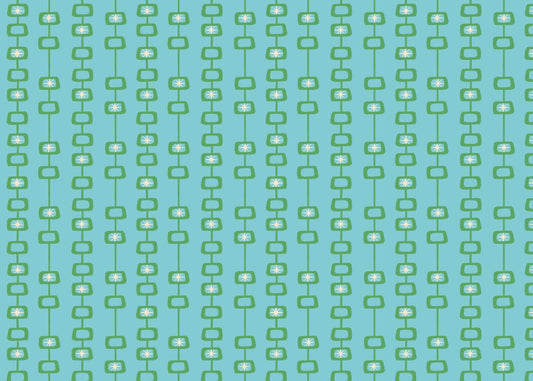Mid Century Atomic Orbs Blue Green Wallpaper