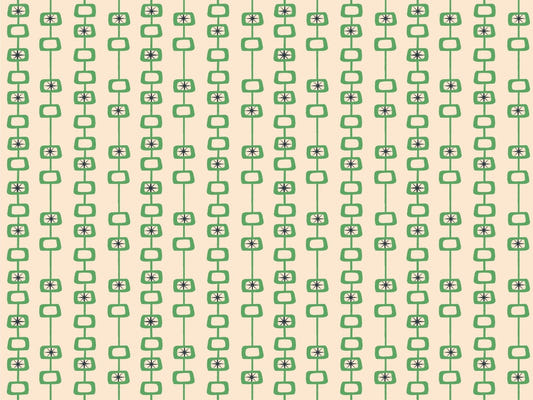 Green Linen Mid Century Atomic Orbs Wallpaper