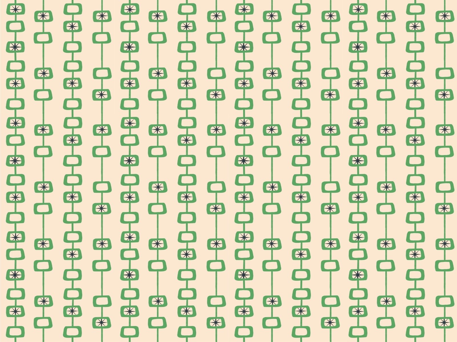 Green Linen Mid Century Atomic Orbs Wallpaper