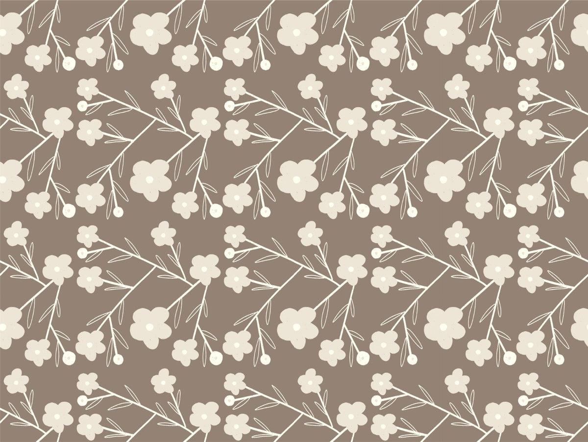 Modern Flower Buds Bush Grey Wallpaper in your room