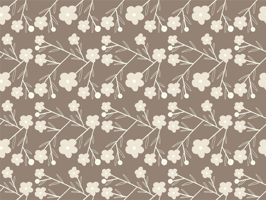 Modern Flower Buds Bush Grey Wallpaper