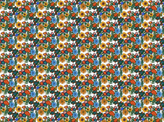 Retro 60s Floral White Backgorund Wallpaper