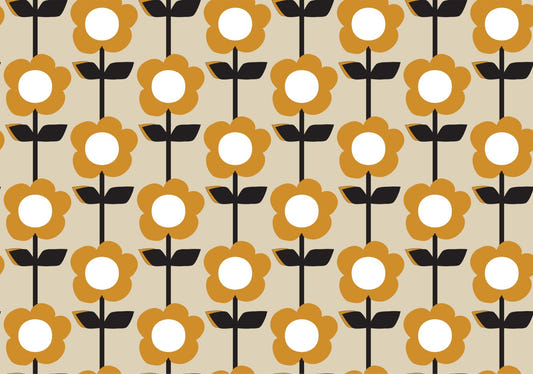 Floral Pearl Yellow Color Retro Wallpaper