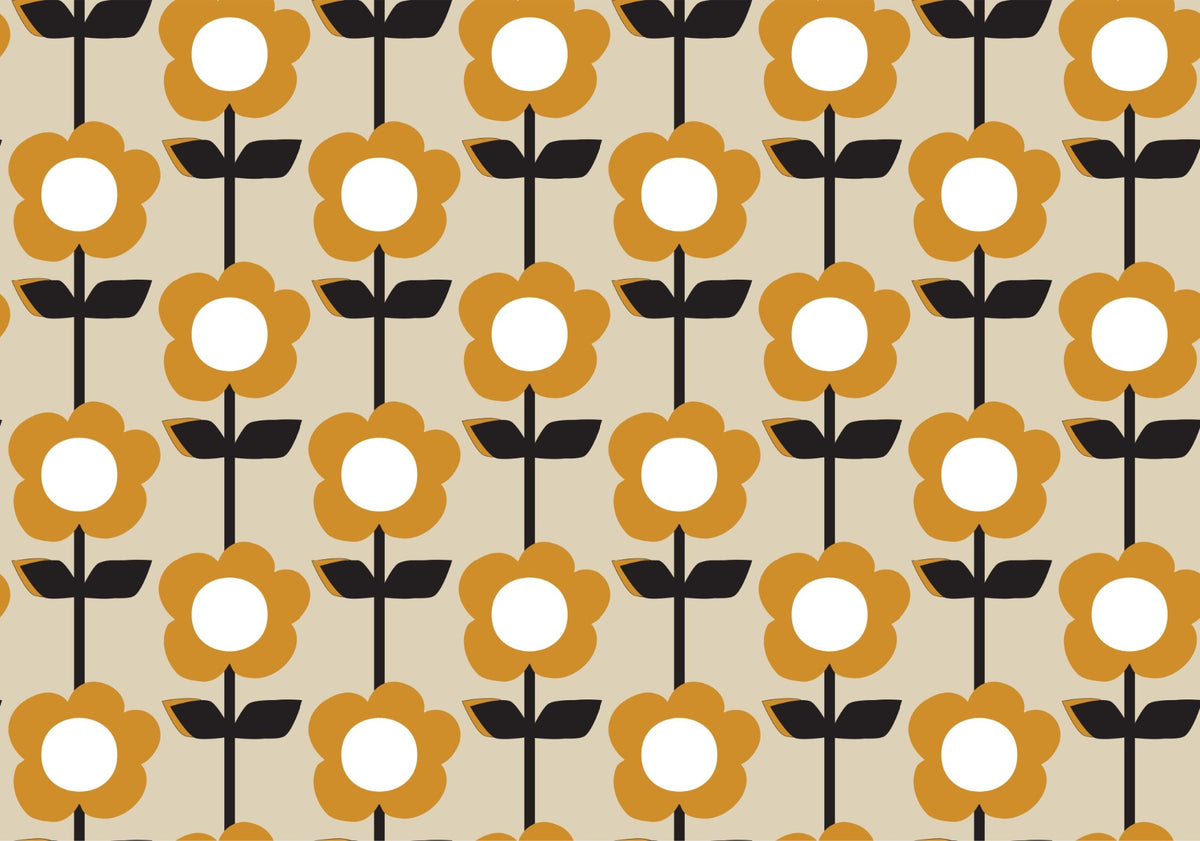 Floral Pearl Yellow Color Retro Wallpaper in your room
