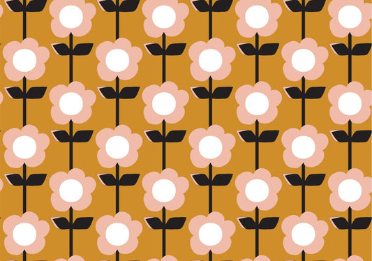 Flower Mustard Design Retro Wallpaper