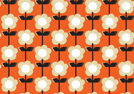 Retro Flower Orange Wallpaper