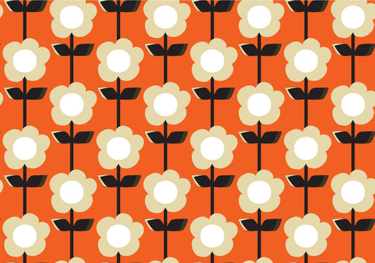 Retro Flower Orange Wallpaper