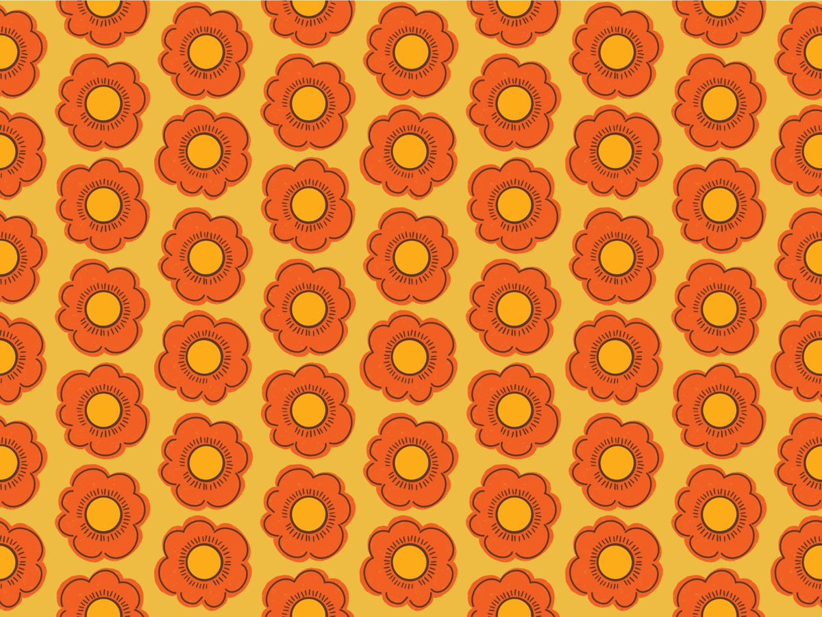 Retro Sunflower Wallpaper in your room
