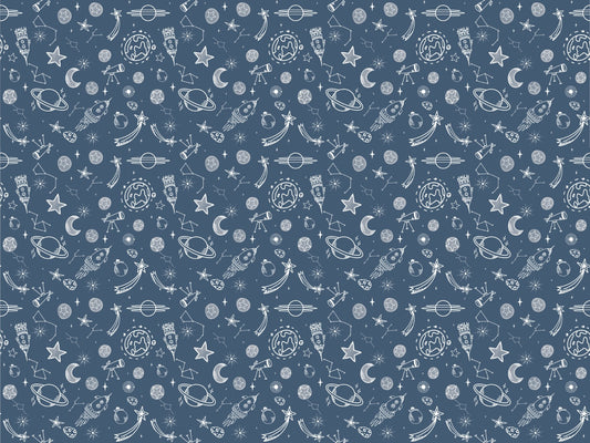 Space Voyage Blue Wallpaper For Walls