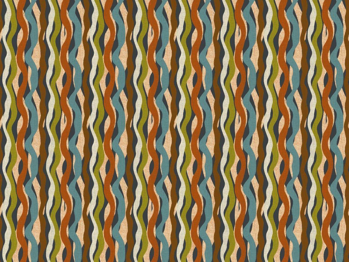 Textured Organic Stripe Waves Charcoal Wallpaper
