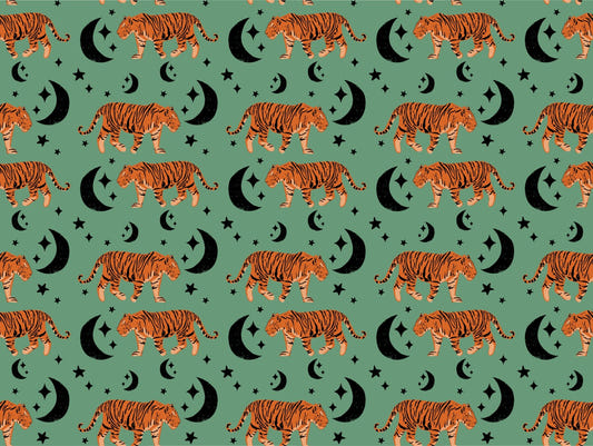 Kids Room Tiger moon green Wallpaper