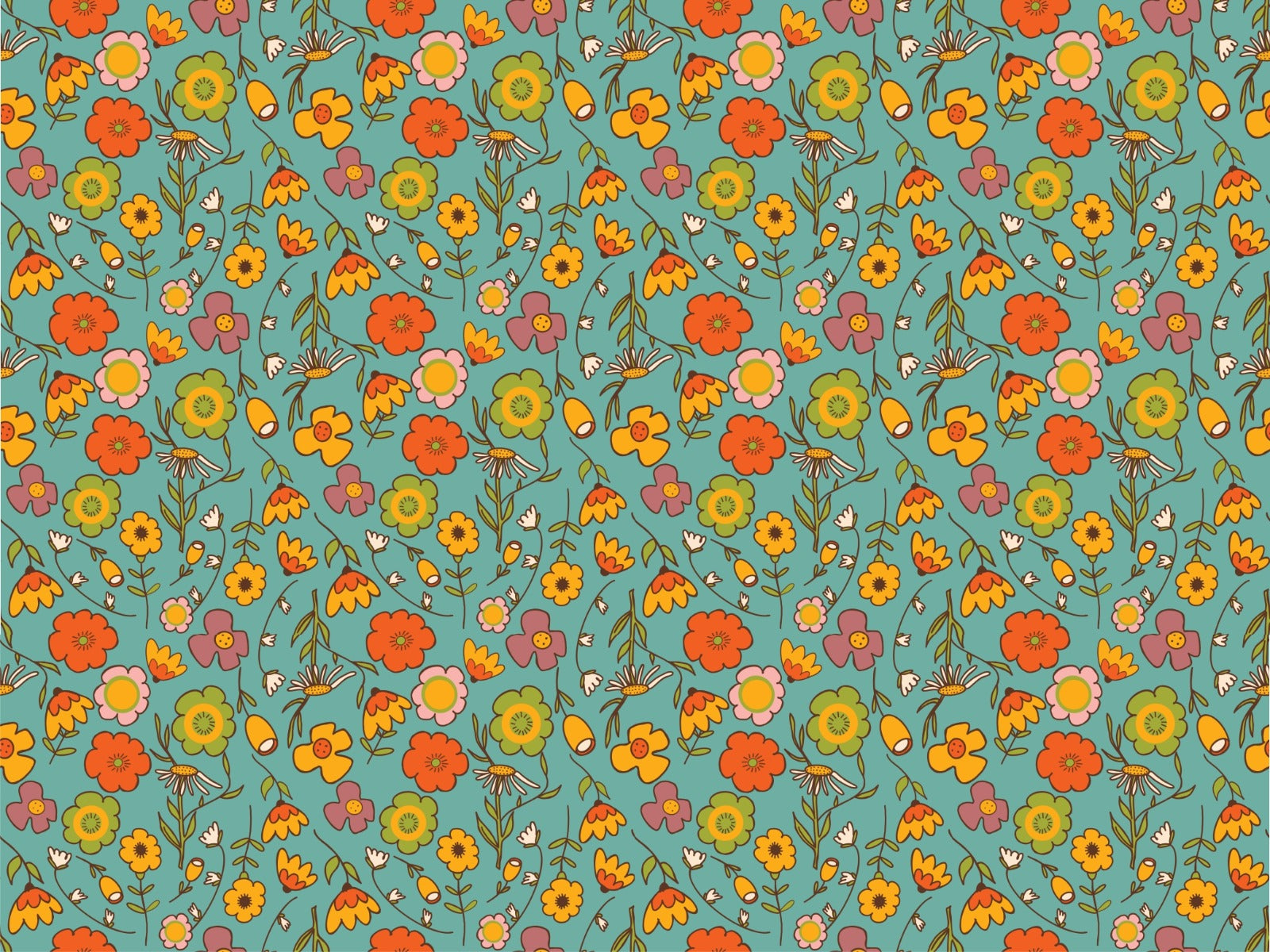 Vintage Wild Floral Blue Wallpaper For Walls