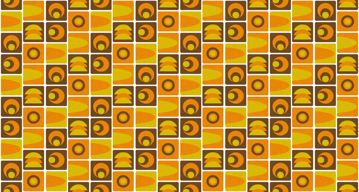70s Cube Geo Brown Wallpaper in your room — zoomed