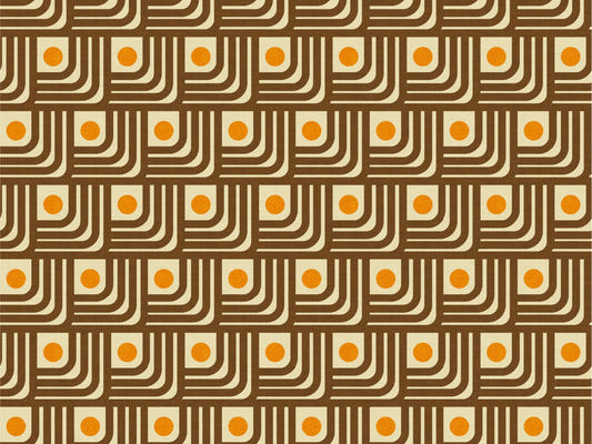 70s Curve Lines Brown Orange Wallpaper