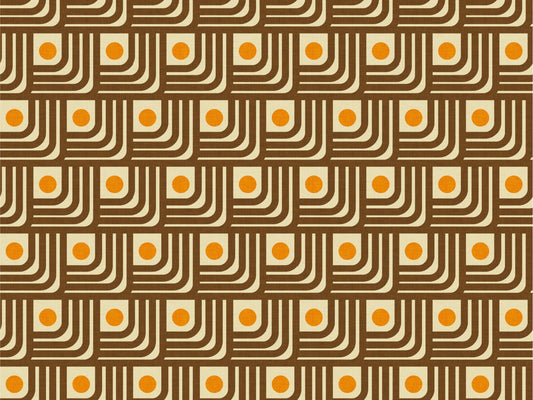 70s Curve Lines Brown Orange Wallpaper
