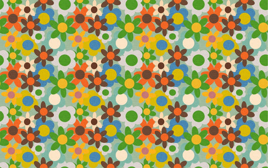 Colorful Old Flowers Design Wallpaper