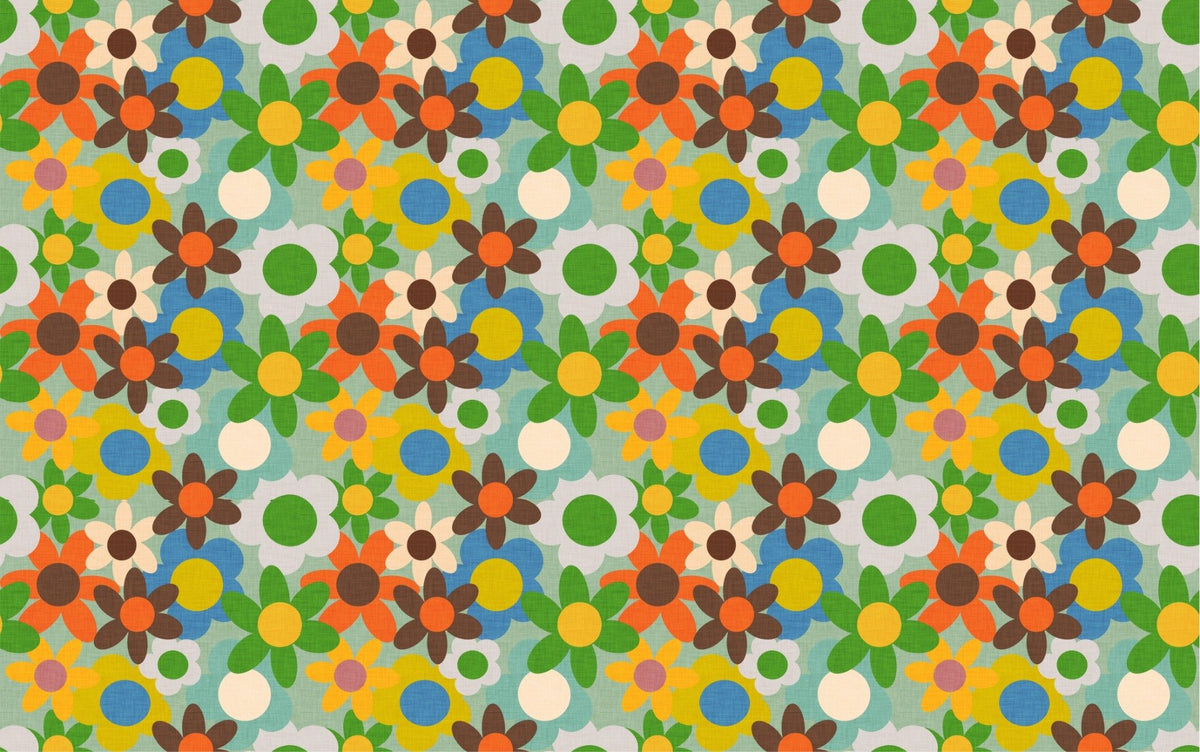 Colorful Old Flowers Design Wallpaper