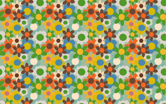 Colorful Old Flowers Design Wallpaper