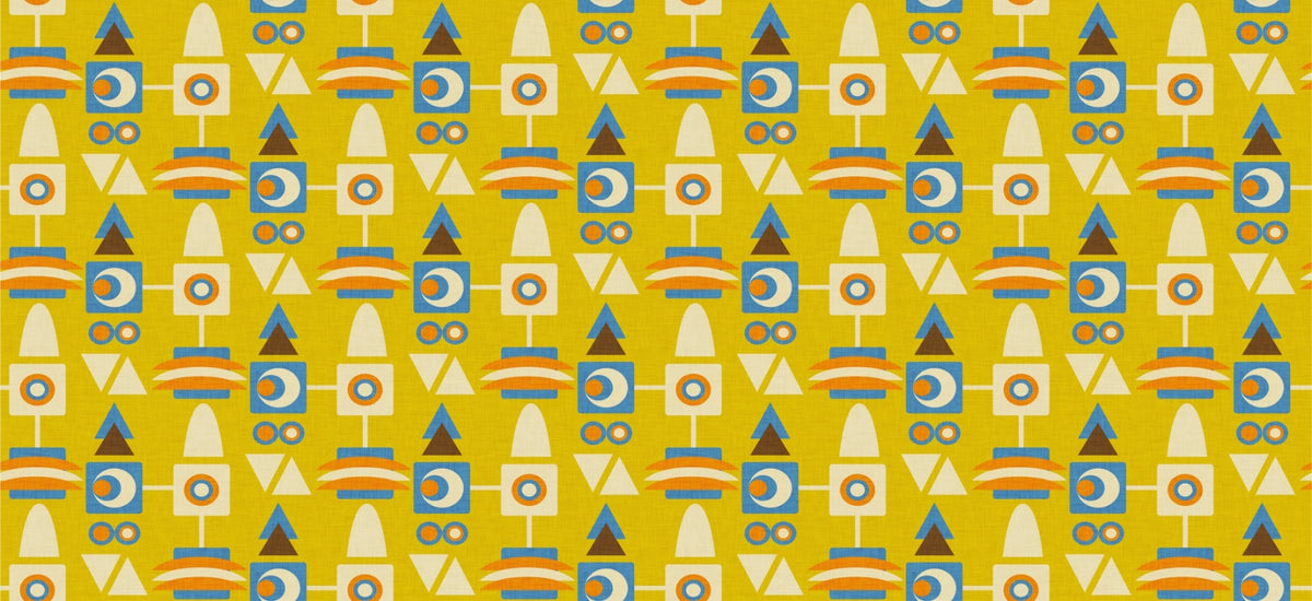 70s Geo Metric Avocado Yellow Wallpaper in your room