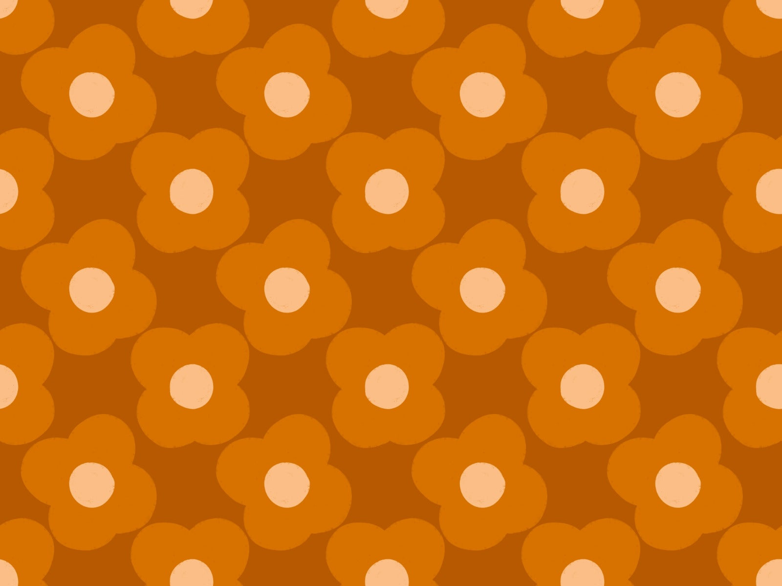Modern Daisy Floral Orange Rust Wallpaper