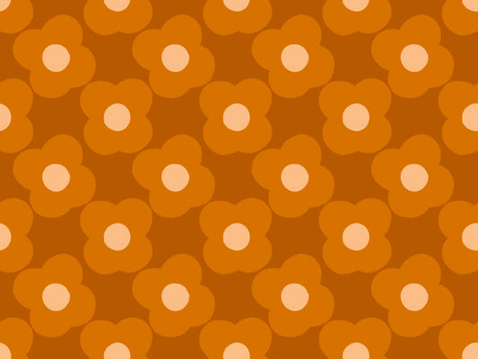 Modern Daisy Floral Orange Rust Wallpaper