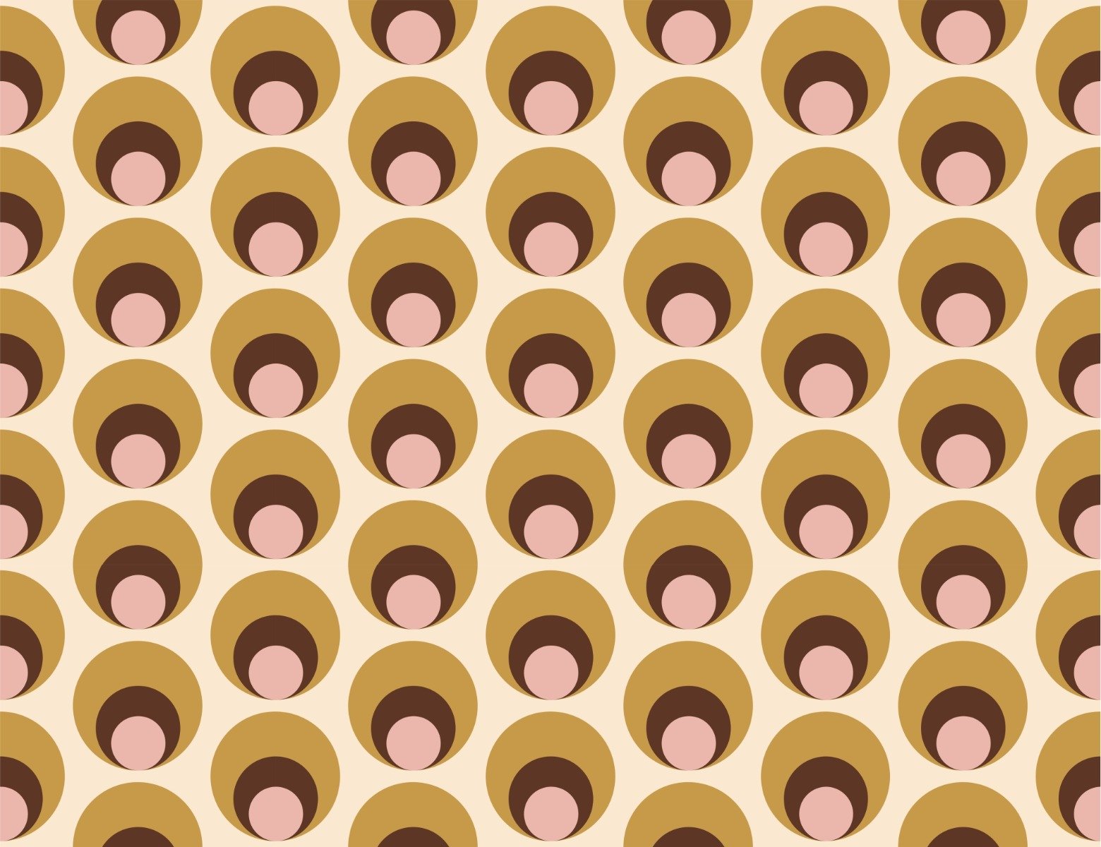 Retro Dots Apricity Beige Wallpaper in your room — zoomed