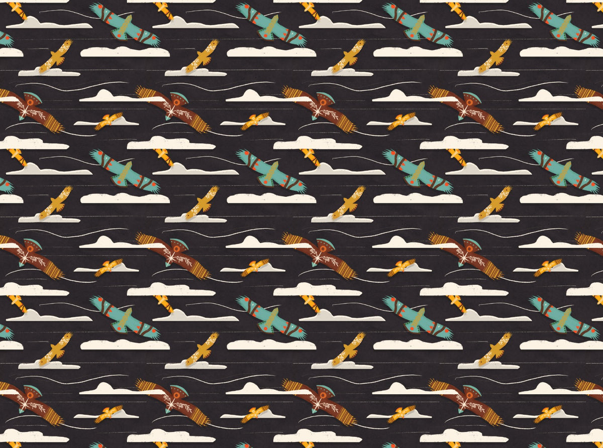 Birds of Prey Eagle Flying Charcoal Wallpaper in your room — zoomed