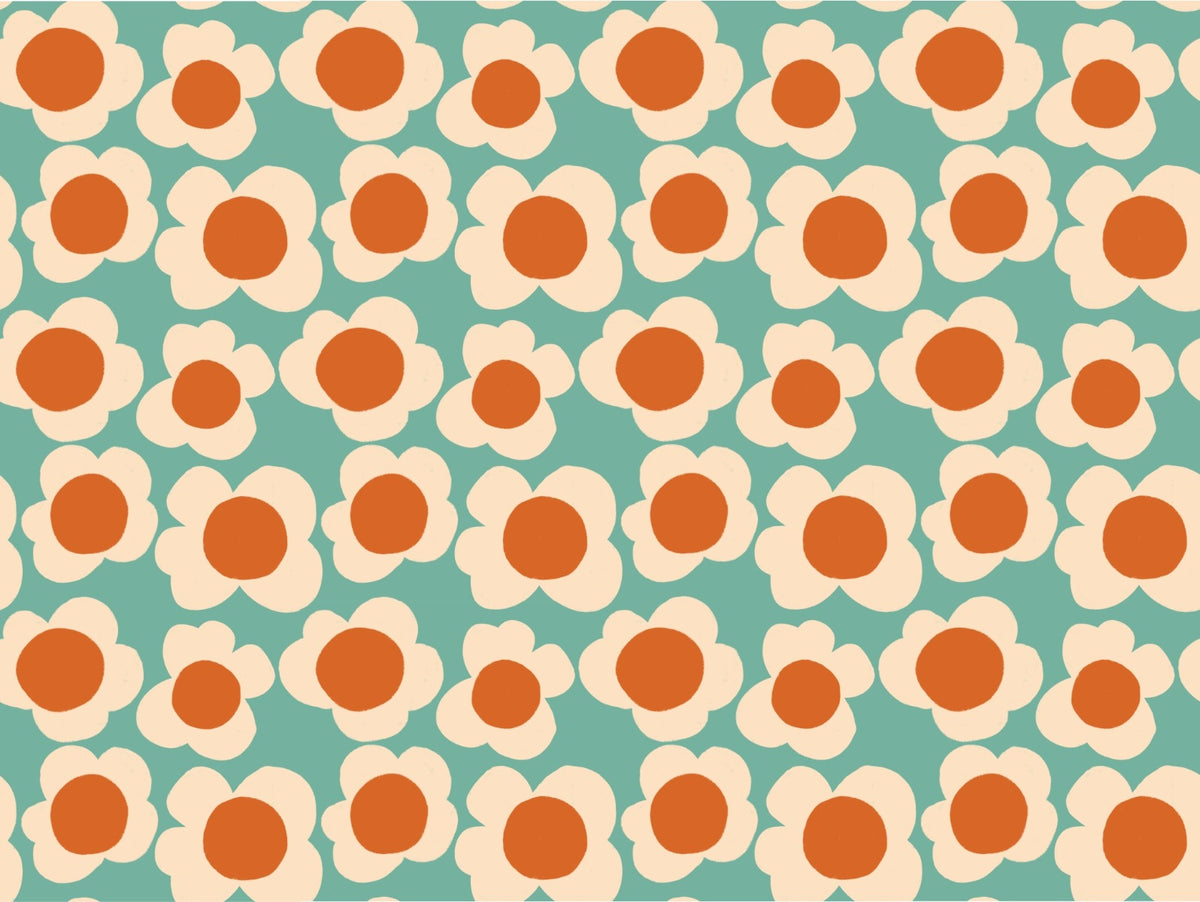 Blue Sunflower Pattern Wallpaper in your room