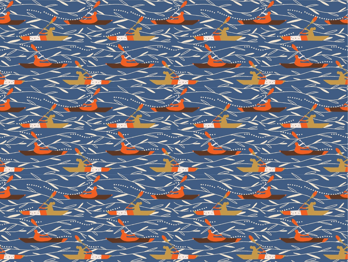Canoeing At the Lake Sports Blue Wallpaper in your room