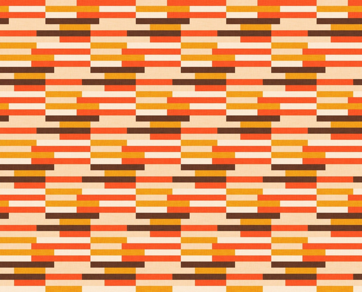 Classic Mid Mod Kilim Stripes Wallpaper in your room — zoomed