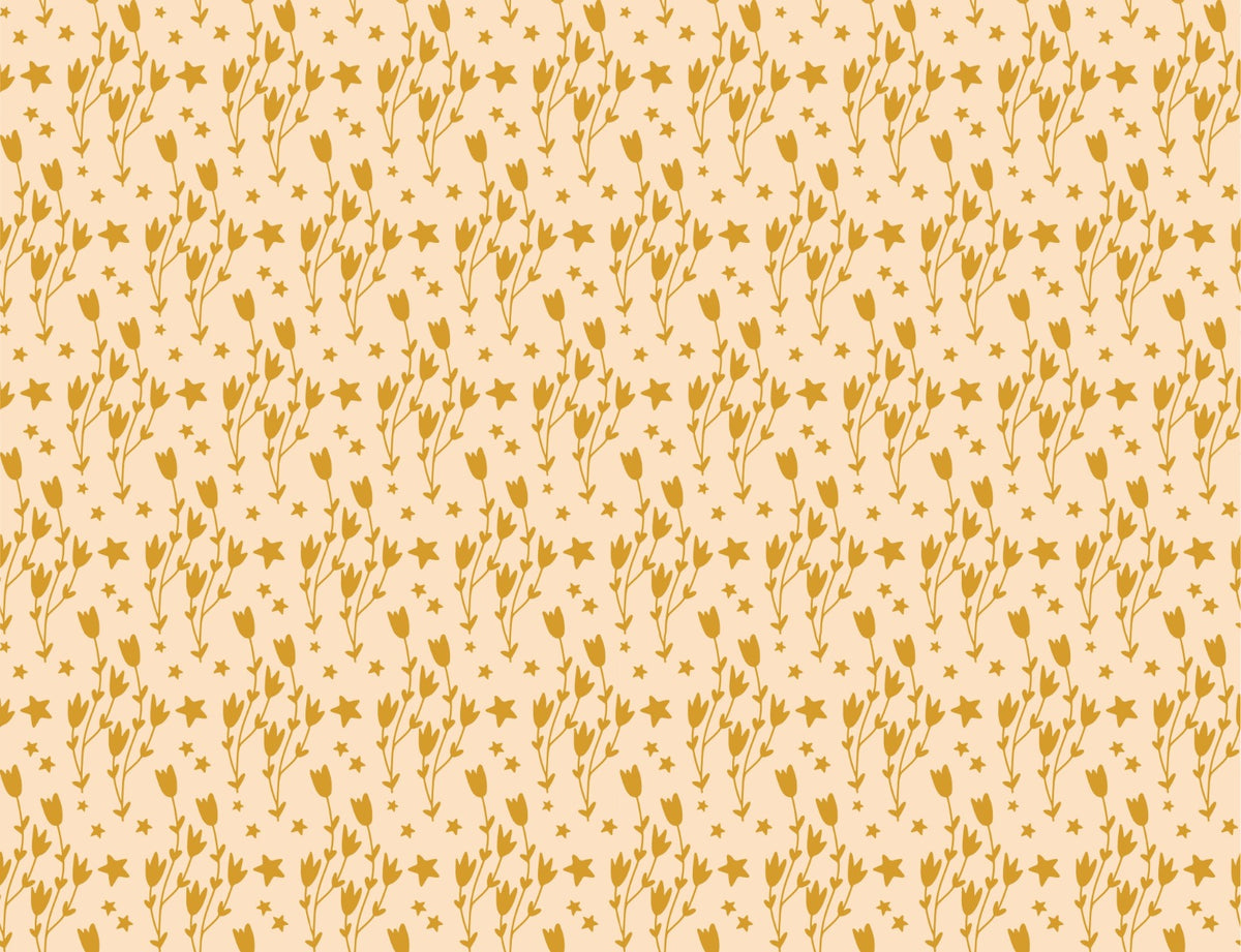 Dream Night Floral and Star Yellow Wallpaper in your room