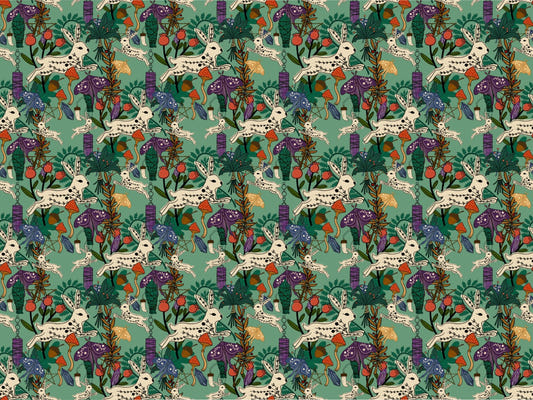 Eclectic Witch Green Forest Wallpaper