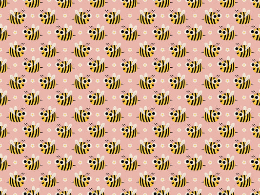 Cute Bees Seamless Pattern Pink Wallpaper